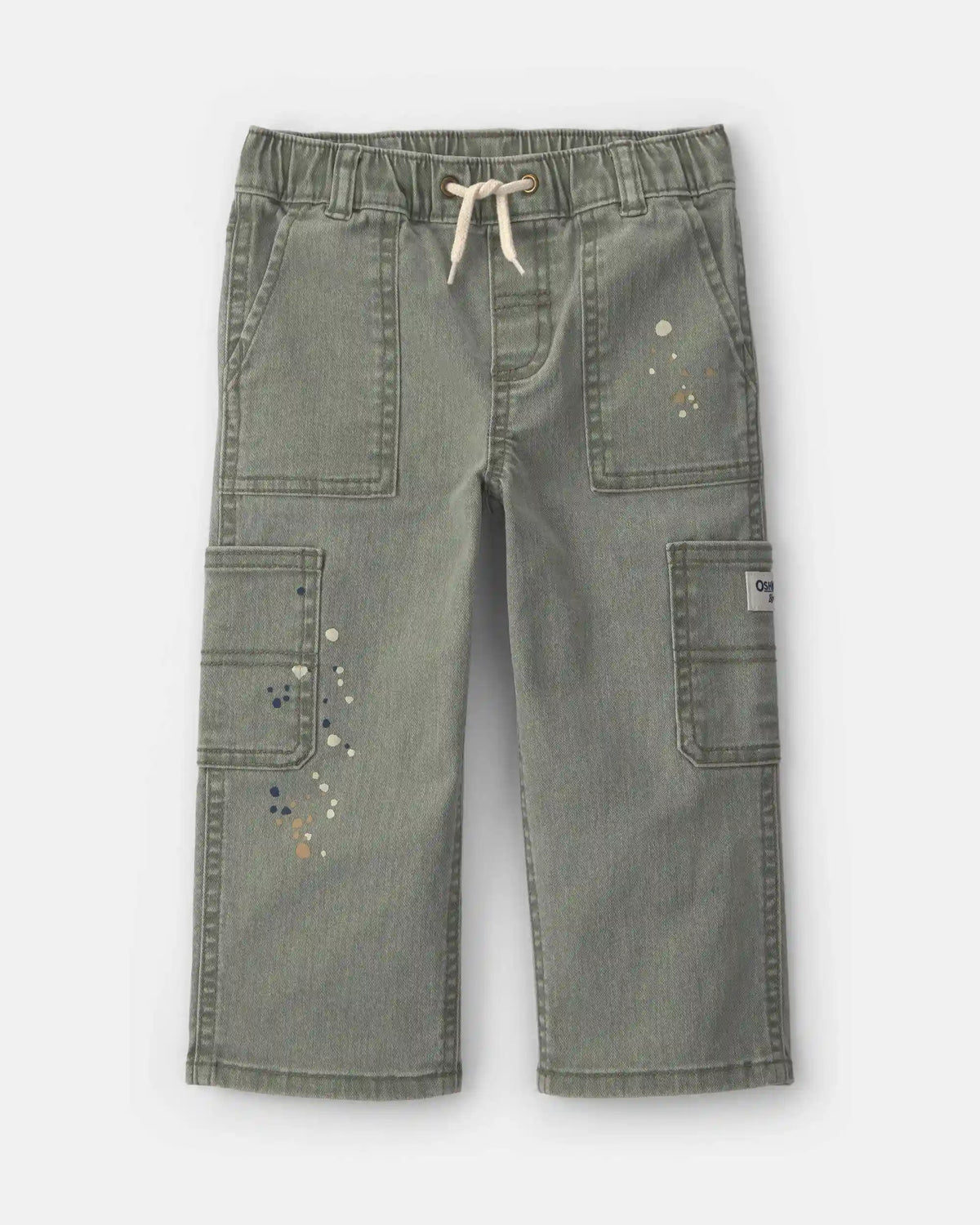 Toddler Boy Splatter Paint Wide-Leg Carpenter Pants - Green