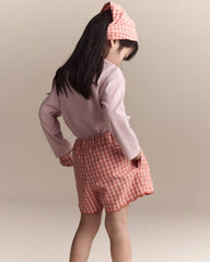 Toddler Girl Gingham Scalloped Shorts - Orange