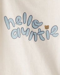 Baby 'Hello Auntie' Short-Sleeve Graphic Bodysuit - Cream
