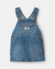 Baby Girl Rainbow Stripe Denim Skirtall - Medium Wash