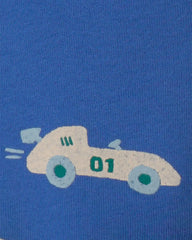 Baby Boy Racecar Fleece Zip-Up Hoodie - Blue