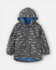 Toddler Boy Shark Raincoat - Grey