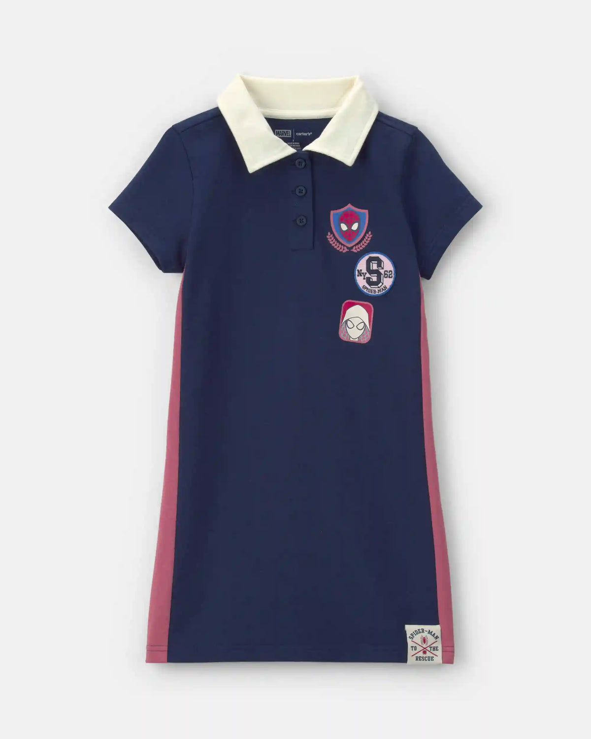 Girls ©Marvel Spiderman French Terry Polo Dress - Navy Blue