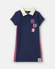Girls ©Marvel Spiderman French Terry Polo Dress - Navy Blue