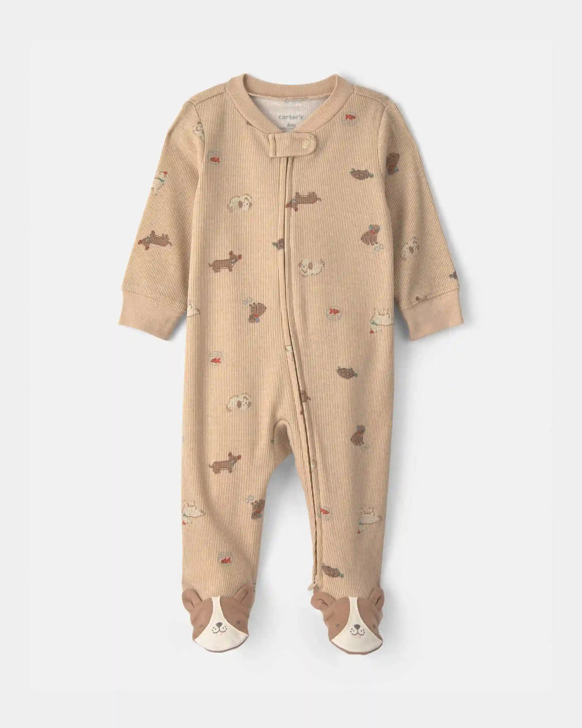 Baby Dog Cotton 2-Way Zip Sleep & Play Pajamas - Brown