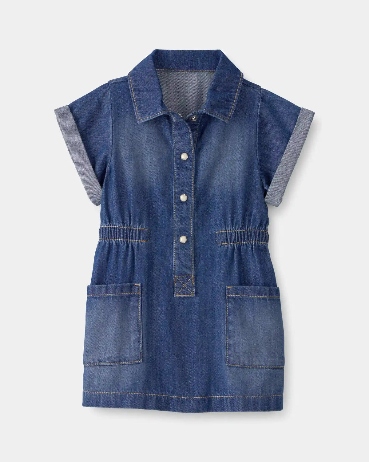 Baby Girl Denim Button-Up Dress - Dark Wash