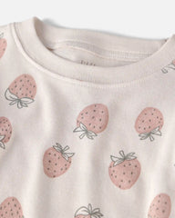 Toddler Girl 2-Piece Organic Cotton Ribbed Pajama Set in Strawberry Print