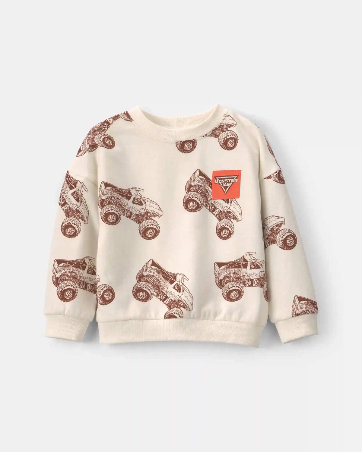 Toddler Boy Monster Jam Fleece Pullover Sweatshirt - Cream