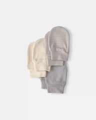 Baby 3-Pack Mitts - Grey/Ivory
