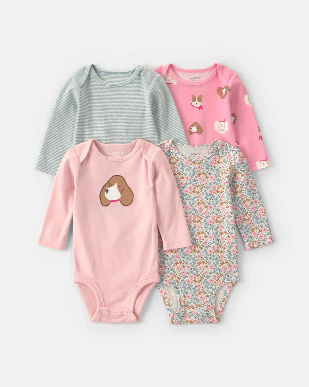 Baby Girl 4-Pack Dog Long-Sleeve Multipack Bodysuits