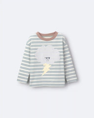 Toddler Striped Storm Long-Sleeve Relaxed Graphic Tee - Teal