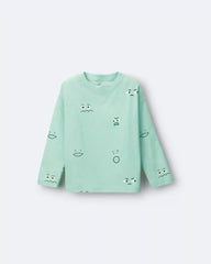 Toddler Boy Emotions Long Sleeve Relaxed Graphic Tee - Green