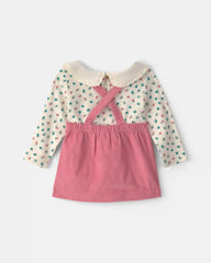 Baby Girl 3-Piece Floral Corduroy Long-Sleeve Dress Set - Pink/Cream