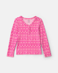 Girls Heart Heart Long-Sleeve Top - Pink