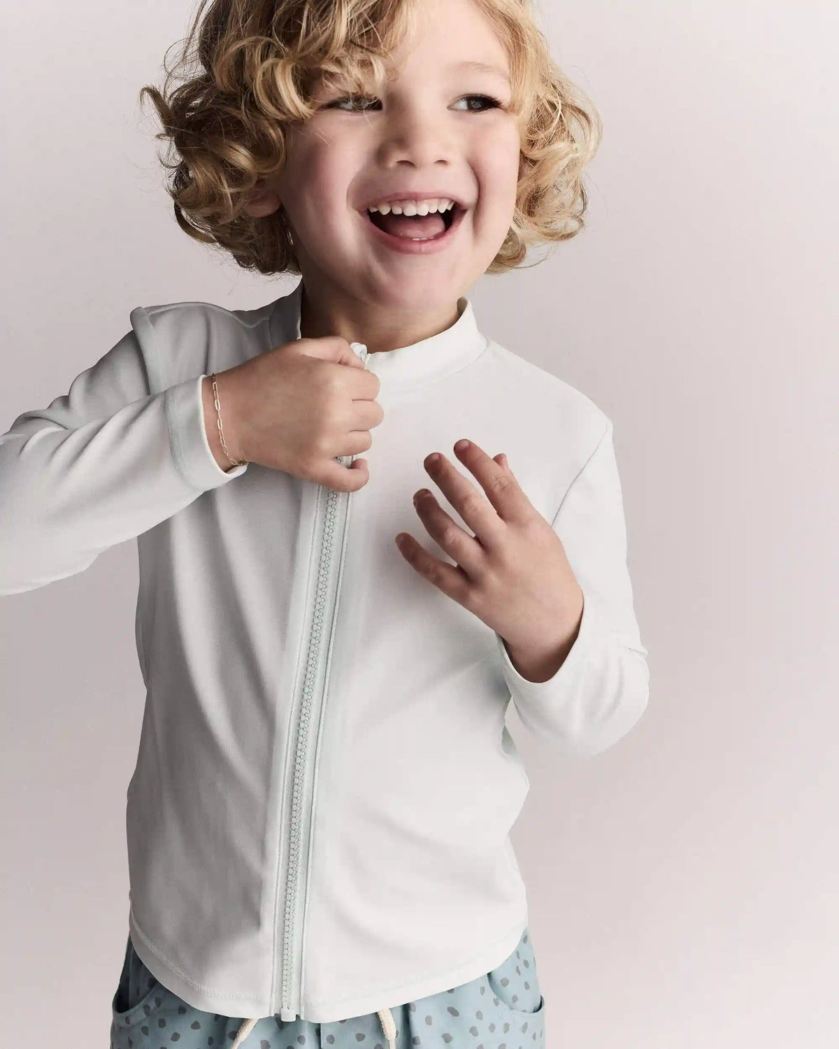 Toddler Full-Zip Long-Sleeve Rashguard - Light Blue