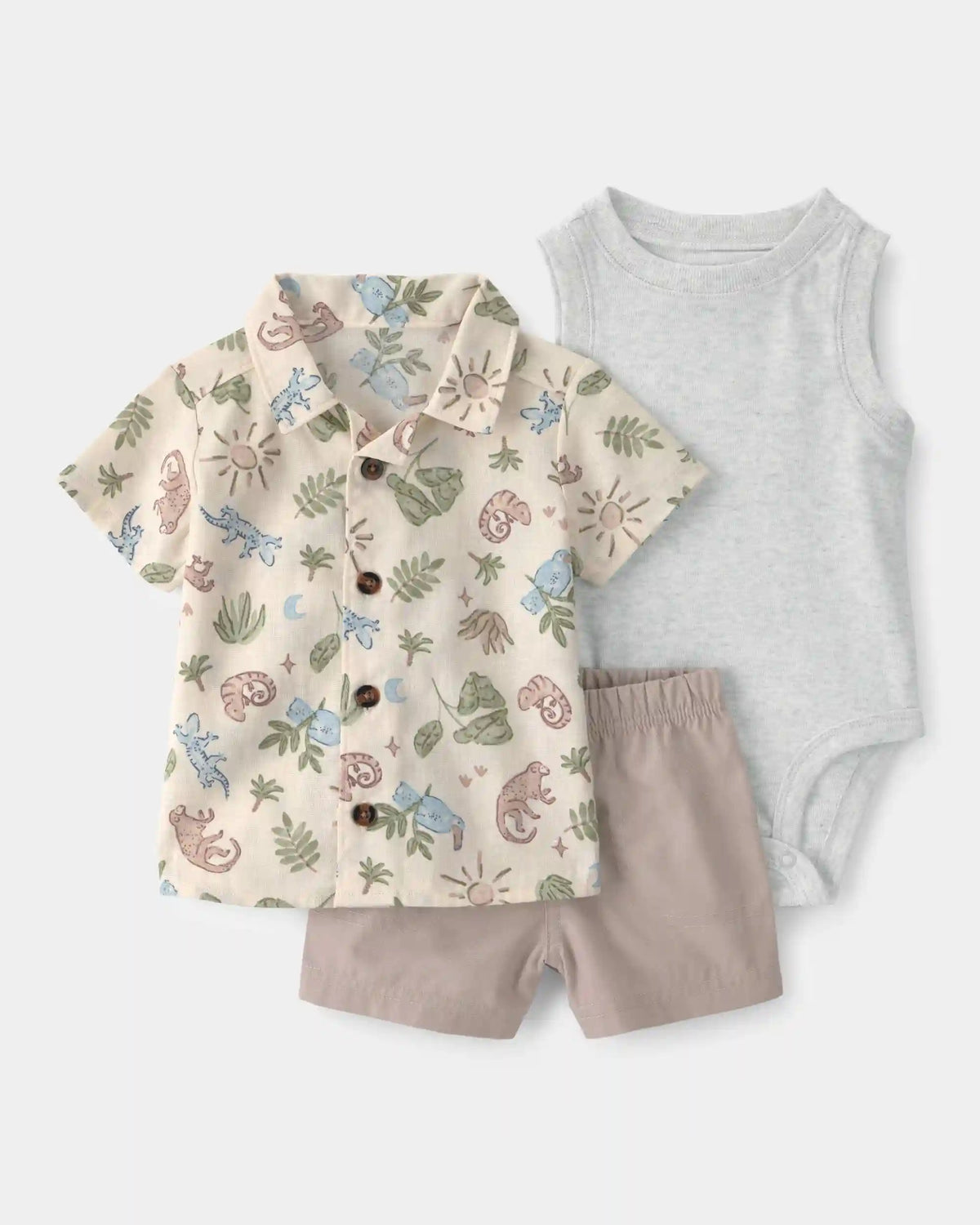 Baby Boy 3-Piece Desert Short-Sleeve Top & Short Set