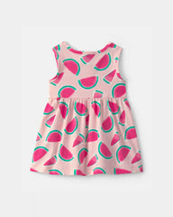 Baby Girl Watermelon Sleeveless Dress - Pink