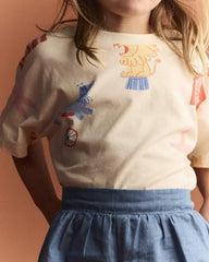 Toddler Dolman Tee in Circus Print - Cream