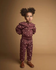 Toddler Girl Pleated Pants in Polka Dots - Burgundy