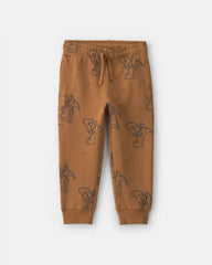 Toddler Boy Dinosaur French Terry Joggers - Brown