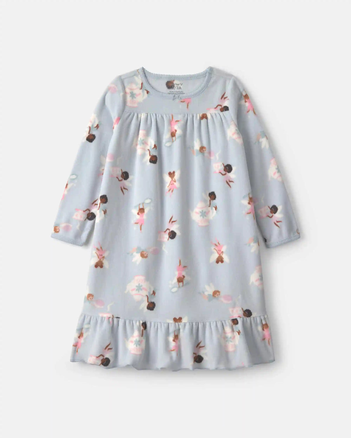 Girls Fairies Fleece Loose Fit Night Gown - Blue
