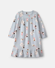Girls Fairies Fleece Loose Fit Night Gown - Blue