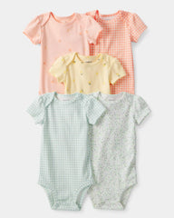 Baby Girl 5-Pack Fruit Multipack Bodysuits - Orange/Green/Yellow