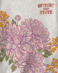 Girls 'Optimist State' Floral Graphic Tee - Grey