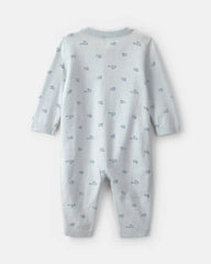 Baby Boy Train 2-Way Zip Long-Sleeve Jumpsuit - Blue
